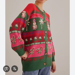 NWT FARM RIO Tropical Christmas Ainika Noel Cardigan, Multicolor, size Xs